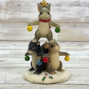 Charming Tails Fitz & Floyd Christmas Tree Trio 87/112 Holiday Friends Ornaments